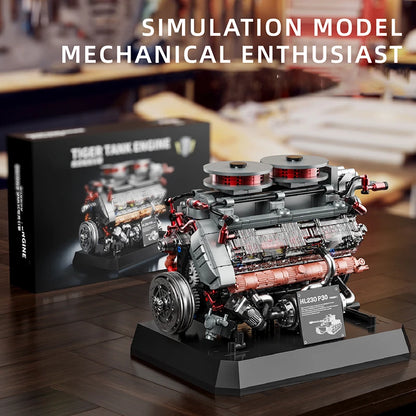 1200+pcs Tiger Tank Engine Simulation Building Blocks Technical DIY Model Toy Gift