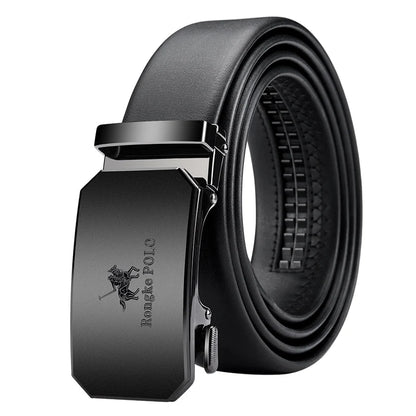 OYIFAN Leather Belt Men Automatic Buckle Ratchet Sliding Dress Black Belts