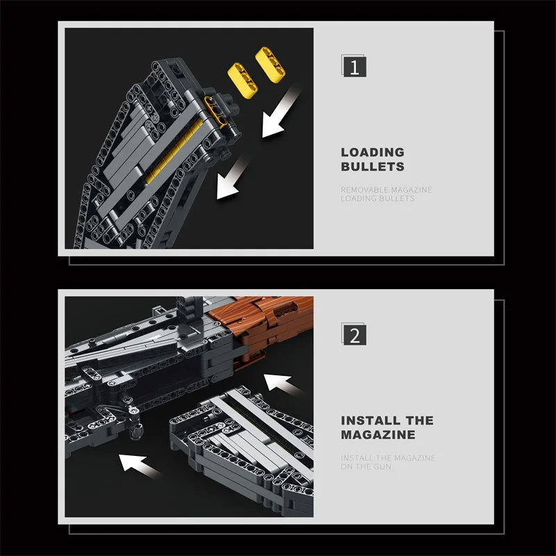 AK47 Assault Rifle Model Building Blocks Military Army Weapon Shootable Imitation Gun Bricks Children’s Holiday Gifts DIY Toys-EXPROTAS