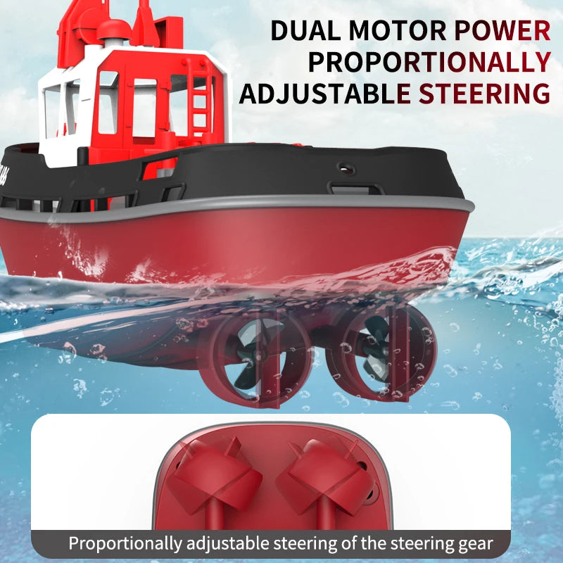 JIKEFUN 686 Rc Boat 2.4G 1/72 Powerful Dual Motor Long Range Wireless Electric Remote Control Tugboat Model  Toys for Boys Gift-EXPROTAS