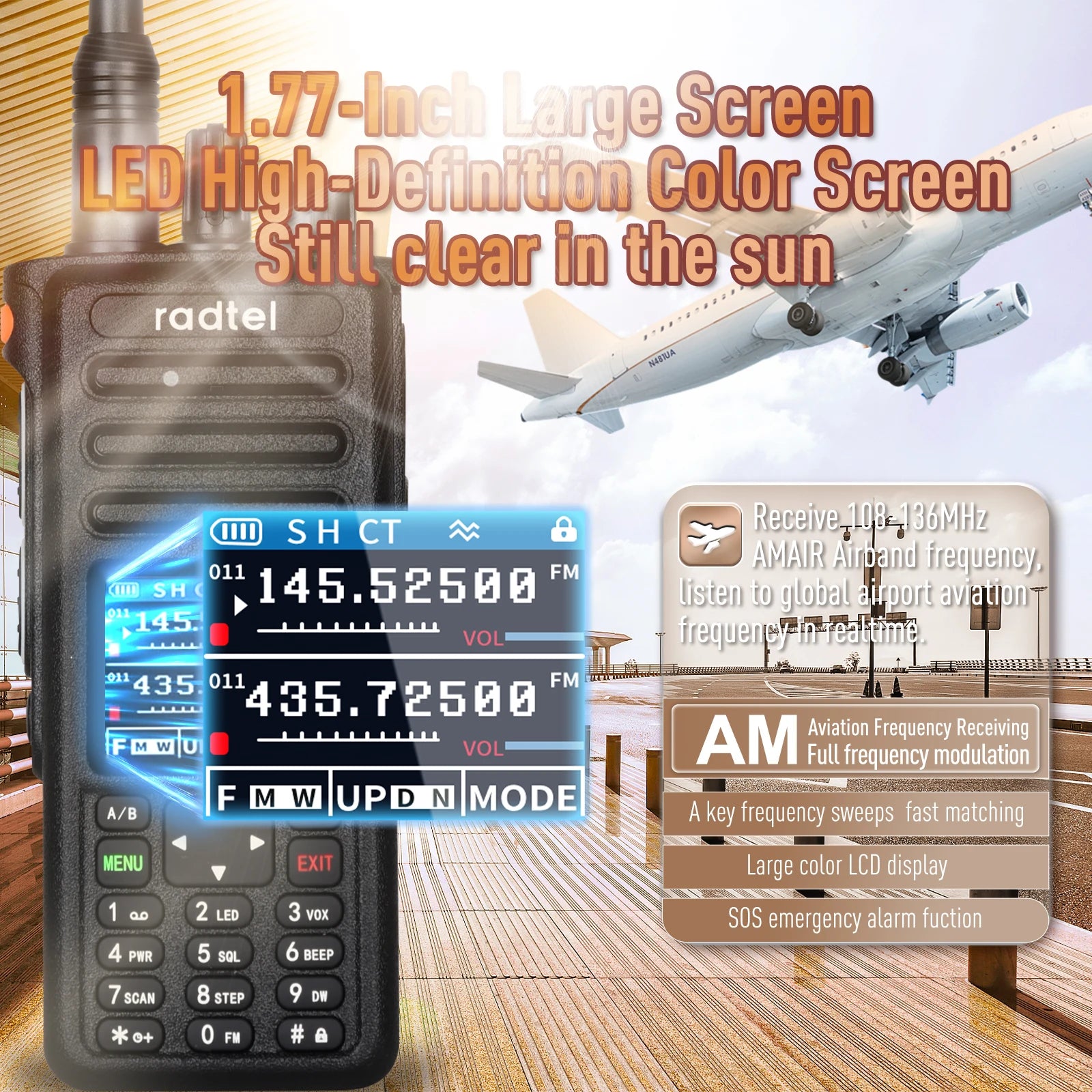 Radtel RT-730 10w Air Band Walkie Talkie Full Band Amateur Ham 199CH  HT USB-C Battery NOAA FM AM UHF VHF Satcom-EXPROTAS