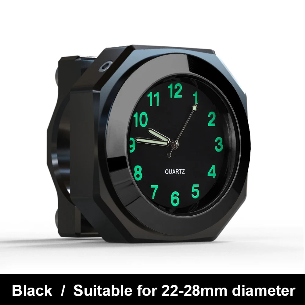 Aluminum Motorcycle Clock Waterproof Mount Quartz Clock Watch Luminous Clock For 22-28mm Handlebar Styling Car Accessories-EXPROTAS