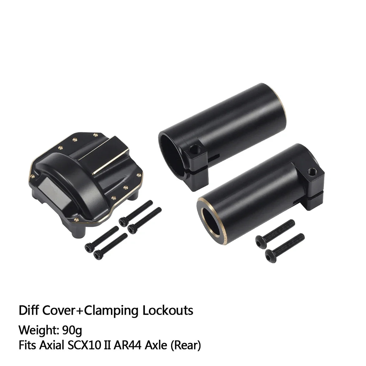 Axial SCX10 II AR44 Black Brass Weight Set Diff Cover Knuckles C-Hubs Link Mounts