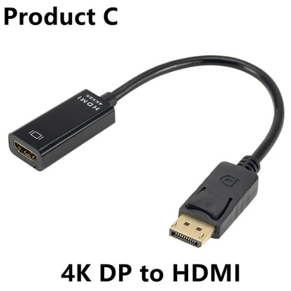 4K DisplayPort to HDMI Adapter DP Male to HDMI Female Video Converter