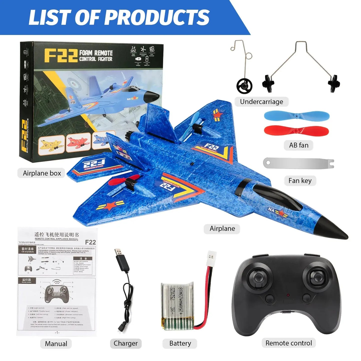 F22 Raptor RC Plane 2.4G 2CH Remote Control Flying Glider With LED Lights EPP Foam Airplane Toys For Children Gifts-EXPROTAS