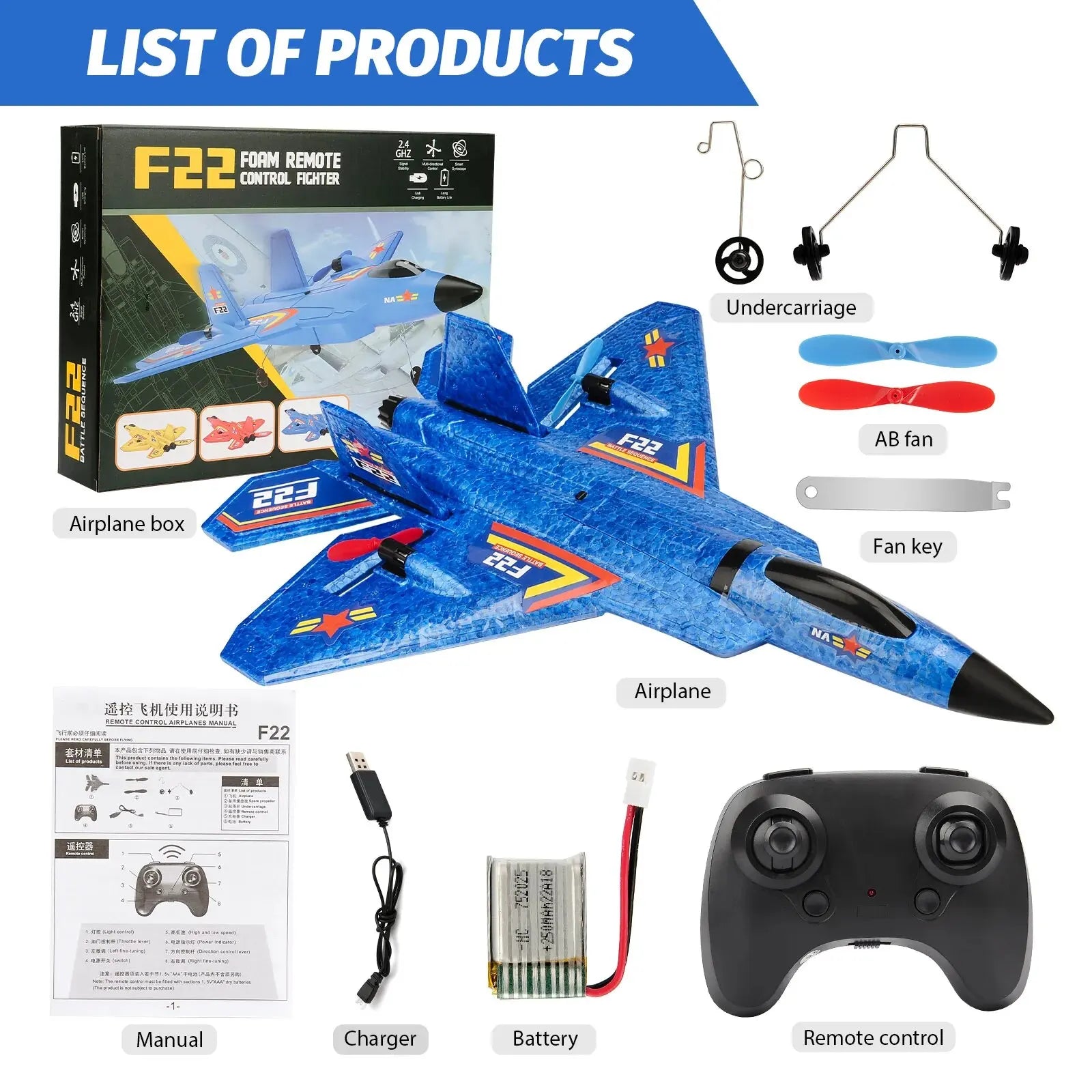 F22 Raptor RC Plane 2.4G 2CH Remote Control Flying Glider With LED Lights EPP Foam Airplane Toys For Children Gifts-EXPROTAS