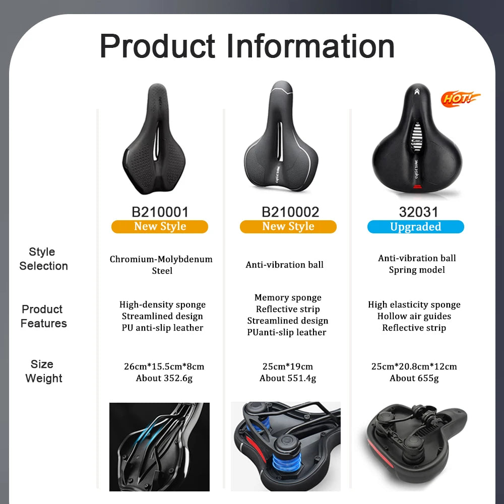 Comfort Bike Saddle Hollow Breathable Shockproof Seat for MTB Road Men/Women