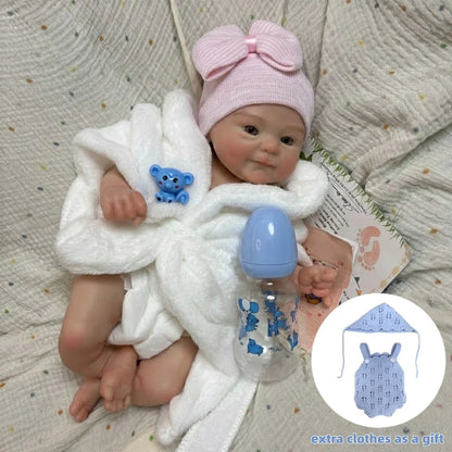 AnjoDoll 13 Inch Silicone Reborn Doll Open Mouth Washable Girl Boy 2 Outfits