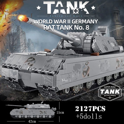 WW2 US T28 Super Heavy Tank Building Blocks Military Brick Model Toy Set