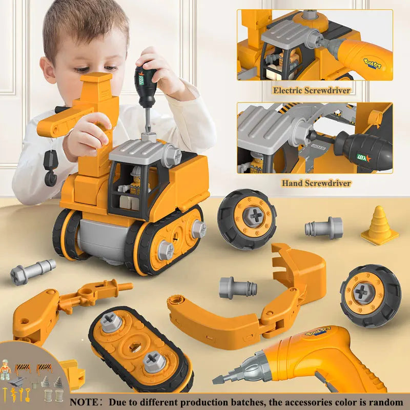 Kids Engineering Vehicle Electric Drill Tool Toys Match Children Educational Assembled Sets Tools For Boys Nut Building Gift-EXPROTAS