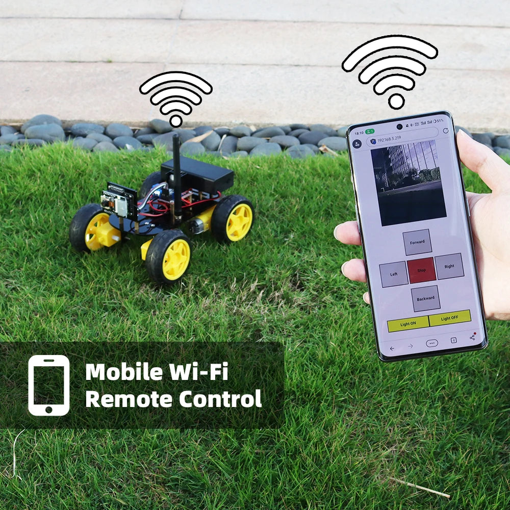 4WD Smart Robot Car ESP32 Camera Wifi Automation Kit For Arduino Programming ESP Robot with Antenna Learning Complete Coding Kit-EXPROTAS