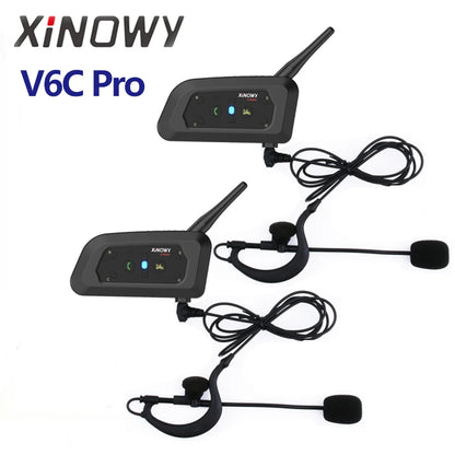 XiNOWY V6C PRO Bluetooth Full Duplex Referee Intercom Headset 1200m Earhook (2 Referees)