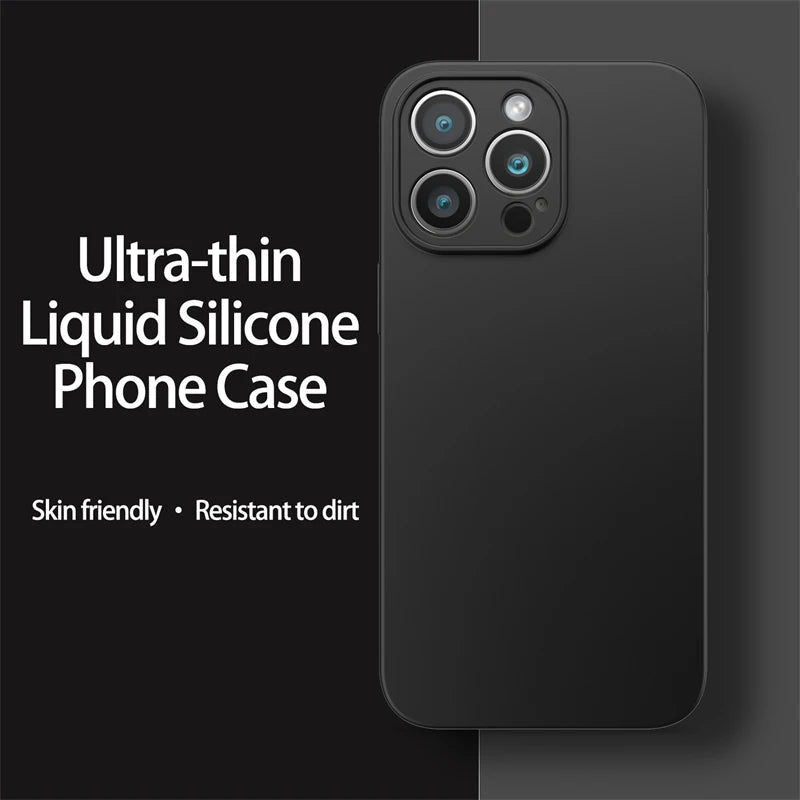 Ultra-Thin Liquid Silicone Case for iPhone 13-16 Pro Max Plus Soft Cover