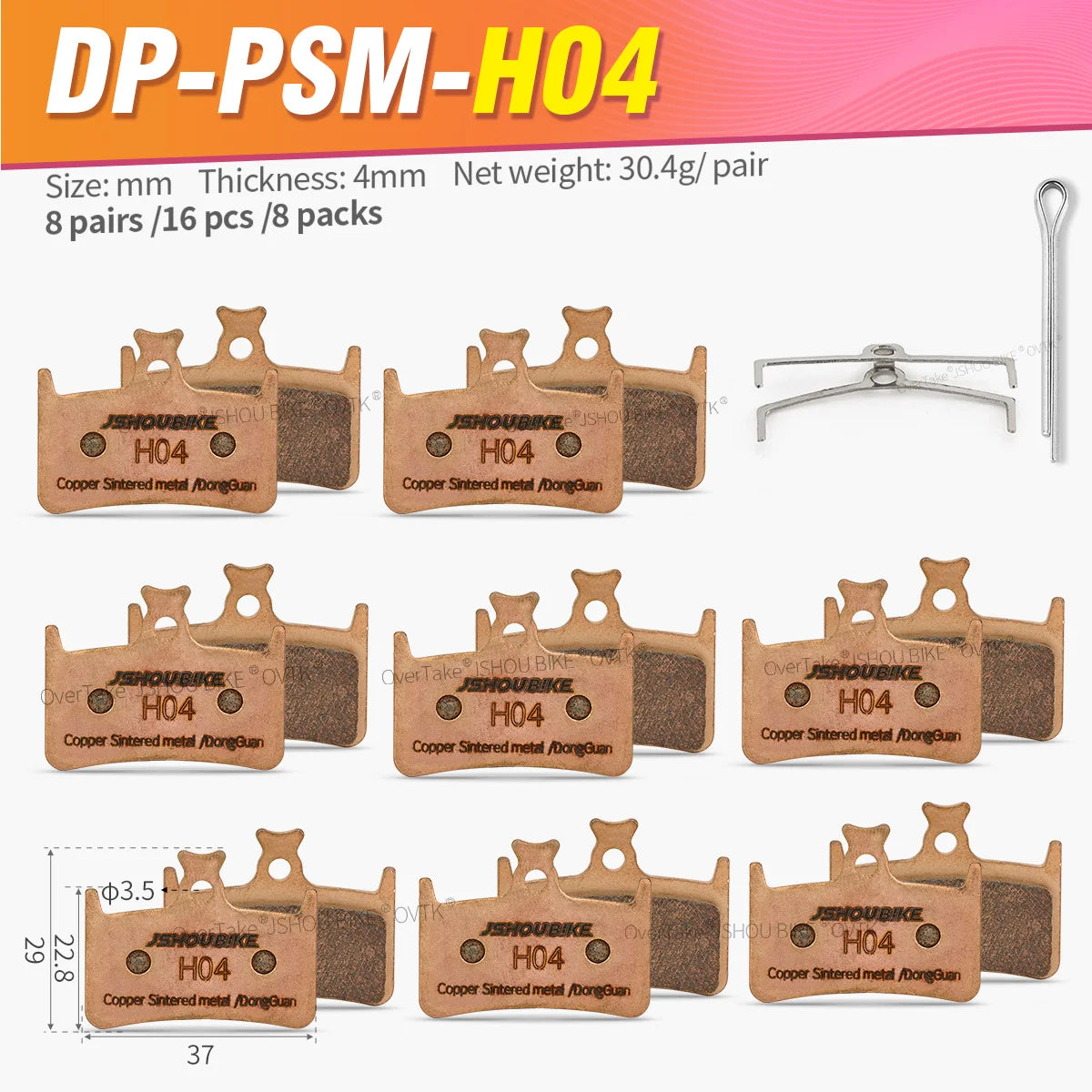 JSHOUBIKE Sintered Metal Brake Pads for Hope Tech 3 E4 Race Evo E4 Maxima
