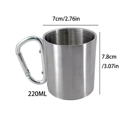Outdoor Mountaineering Button Portable Stainless Steel Water Cup 1PC