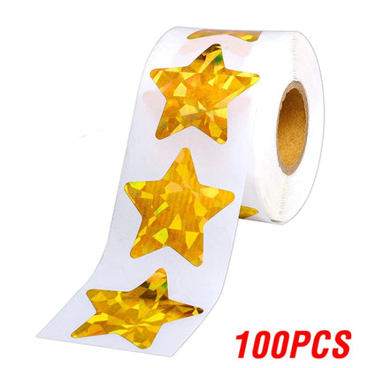 500Pcs Holographic Star Stickers Reward Labels School Teacher Kids