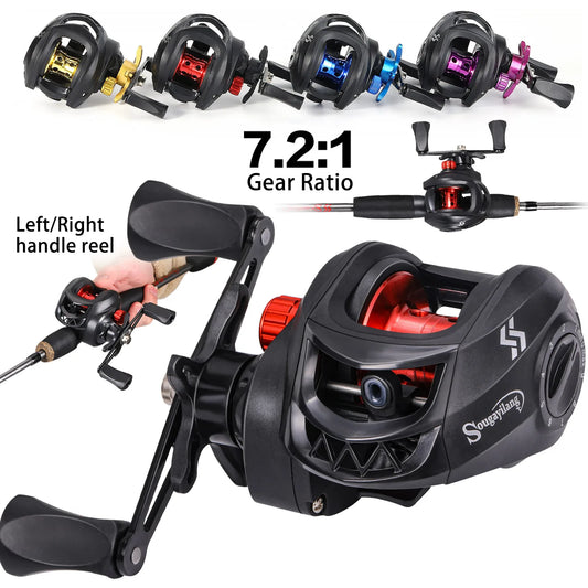 Baitcasting Fishing Reel 7.2:1 Magnetic Brake 8kg Drag Sougayilang Aluminium Spool