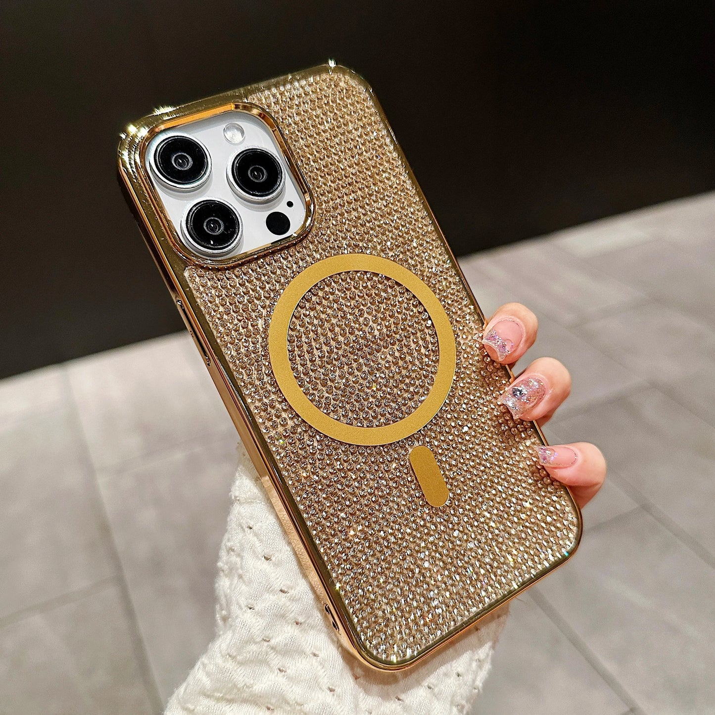 Diamond MagSafe Case for iPhone 11-17 Air Pro Max Plus Electroplate Cover