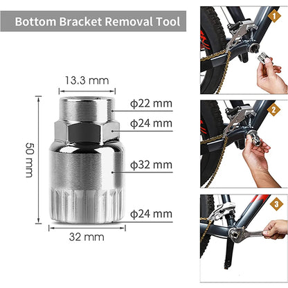 Bike Repair Tool Kit Chain Breaker Crank Puller Flywheel Remover Wrench