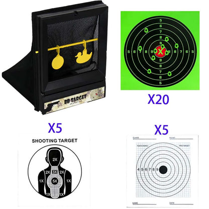 BB & Nerf Soft Bullet Trap Target w/ Spinner + Paper Targets Indoor Use