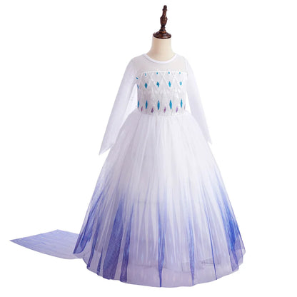 Disney Kids Frozen Birthday Party Princess Dress White Elsa Sequined Mesh Vestidos Halloween Cosplay Snow Queen Carnival Costume-EXPROTAS