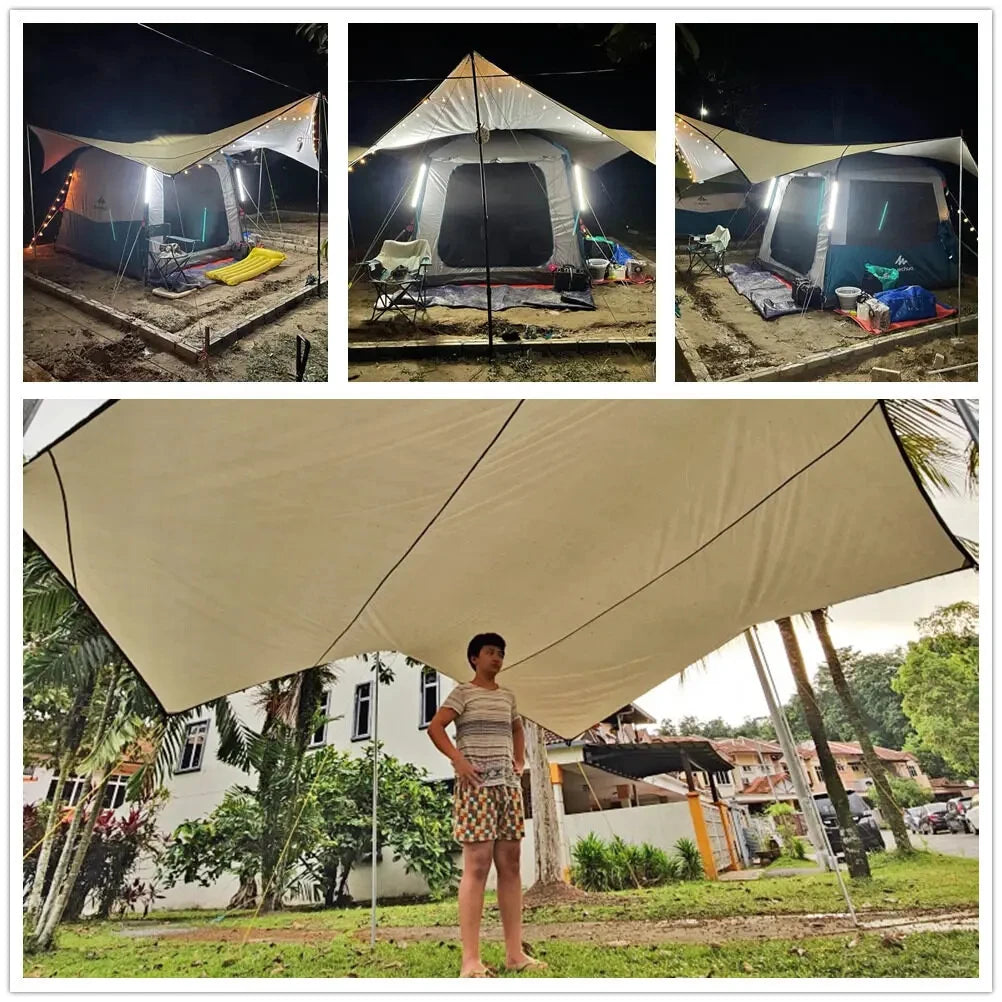 5.1x5.1m Large Camping Tarp Waterproof Octagon Butterfly Outdoor Sun Shelter Awning Tent Shade Sunshade Beach Tourist Canopy-EXPROTAS