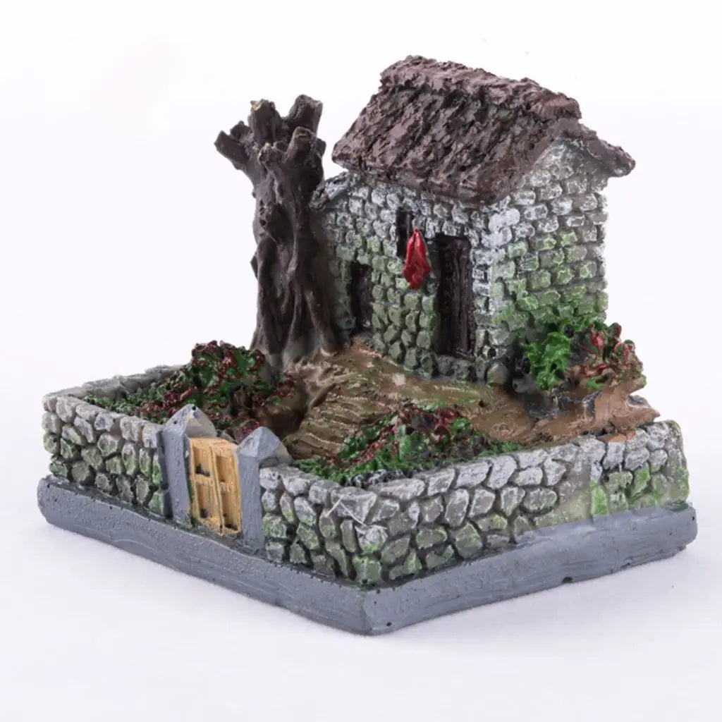 1PCS Mini House Model Resin Ornament for Garden Landscaping Decor