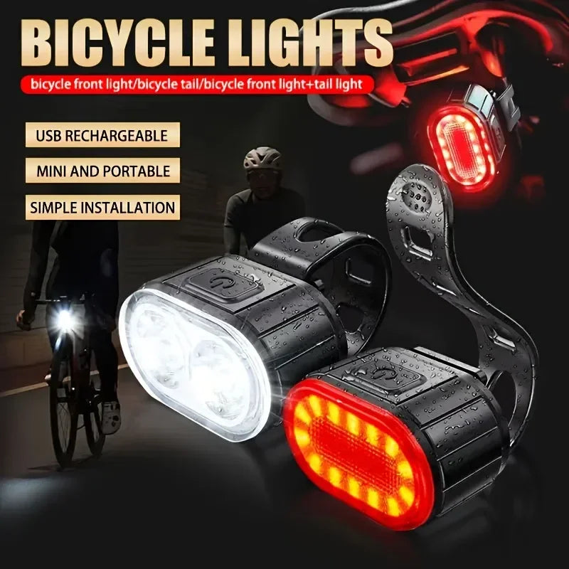 Rechargeable Bike Light Front Rear USB LED Torch Bicycle Lamp Waterproof
