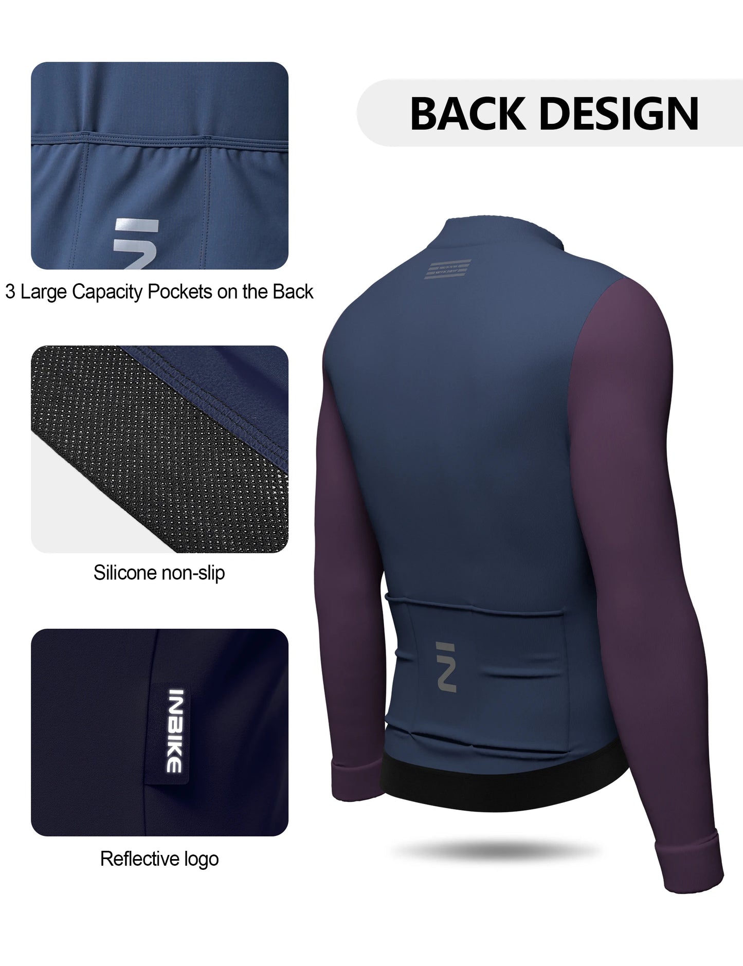 INBIKE Mens Winter Cycling Jersey Bib Tights Set Fleece Road Bike Pockets