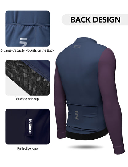 INBIKE Mens Winter Cycling Jersey Bib Tights Set Fleece Road Bike Pockets
