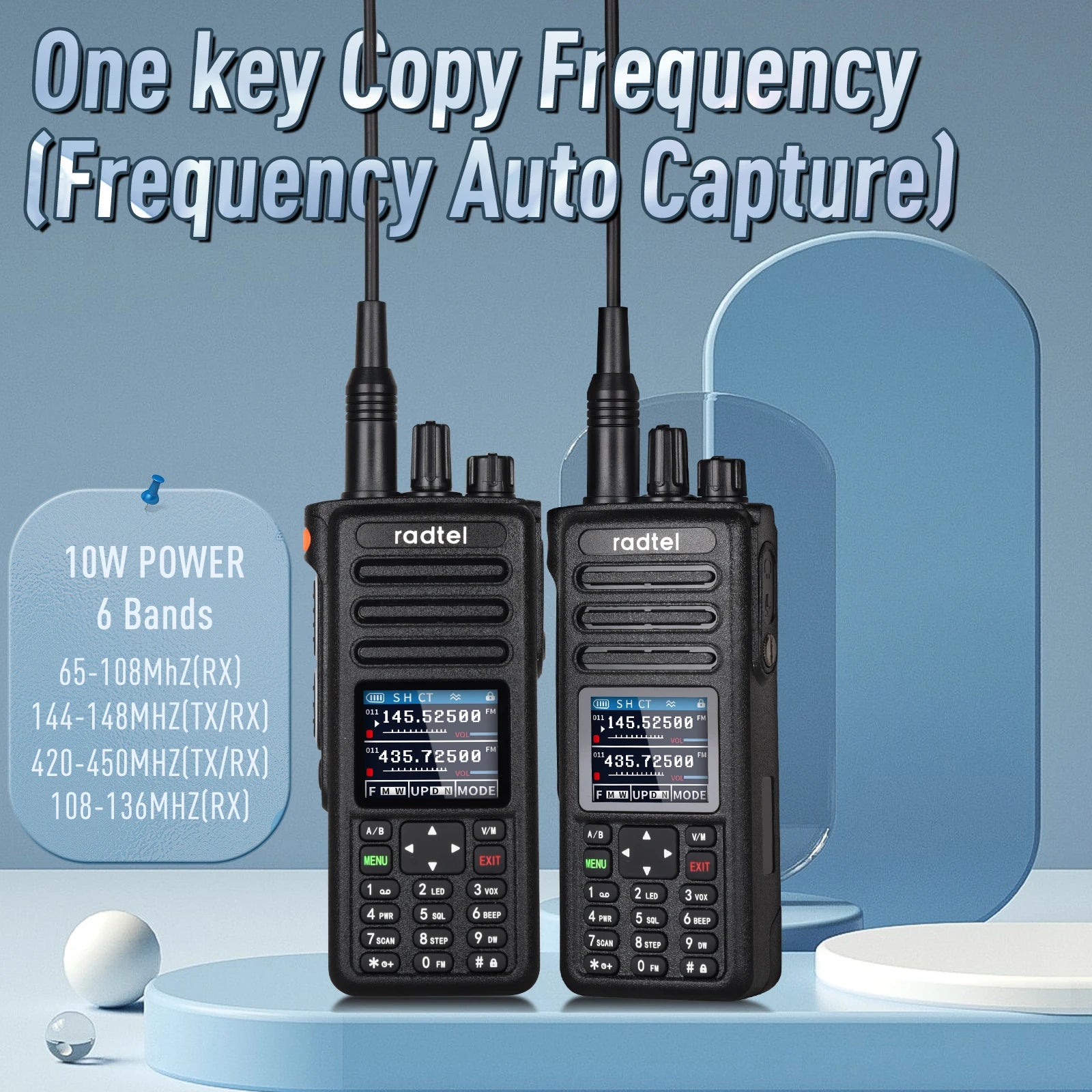 Radtel RT-730 10w Air Band Walkie Talkie Full Band Amateur Ham 199CH  HT USB-C Battery NOAA FM AM UHF VHF Satcom-EXPROTAS