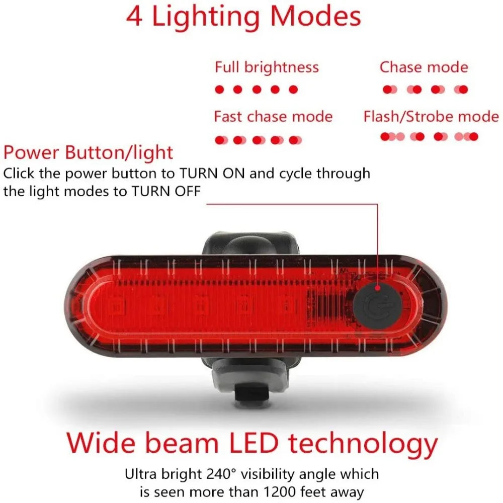USB Rechargeable Bike Tail Light Ultra Bright Rear LED Bicycle Safety Light