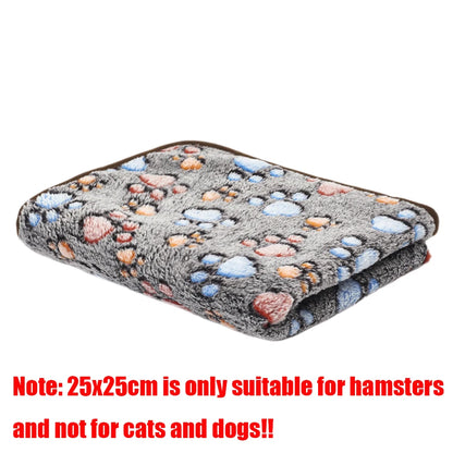 Pet Mat Warm Soft Fleece Blanket for Dog Cat Paw Print Bed