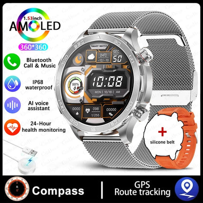 2024 New For Huawei Xiaomi GPS Sports Smartwatch Men NFC Compass Fitness Tracker IP68 Waterproof Bluetooth Call Smartwatch Man-EXPROTAS