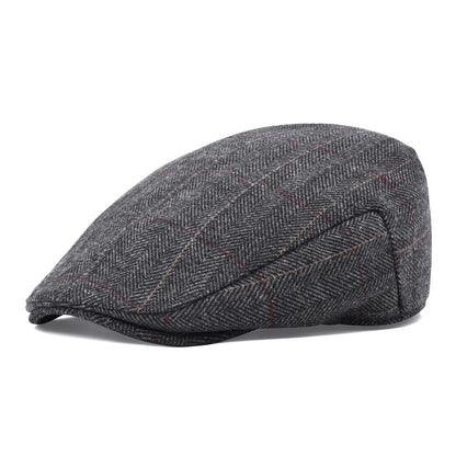 STARANCE Men's Herringbone Flat Ivy Newsboy Hat Wool Blend Gatsby Cabbie Cap