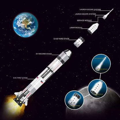 602PCS 59cm The Apollo Saturn V Building Blocks Space Rocket Idea 92176 Series Bricks Kid Toys For Children Birthday Gifts Boys-EXPROTAS