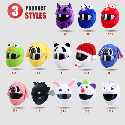 Full Face Covers Plush Motorcycle Helmet Christmas Cartoon Protective Hat