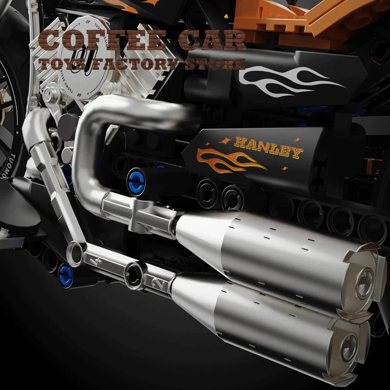 High-Tech Retro Motorbike MOC Building Blocks City Racing Motorcycle Model Toy Gift