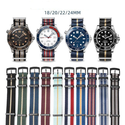 Nylon Watch Strap 24mm for Omega Seiko Mens Canvas Sport Band