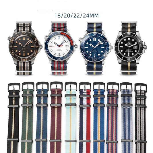Nylon Watch Strap 24mm for Omega Seiko Mens Canvas Sport Band