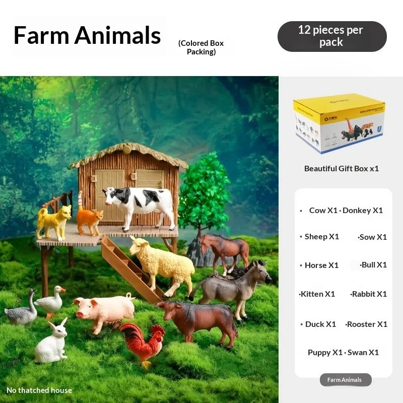 Realistic Animal Figure Toy Early Education Set - Baby Plant Recognition Kit Lion Tiger Elephant Panda Giraffe Animal Figure Toy