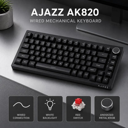 Wireless Mechanical Keyboard Ajazz AK820 RGB Bluetooth 5.1 USB-C Wired