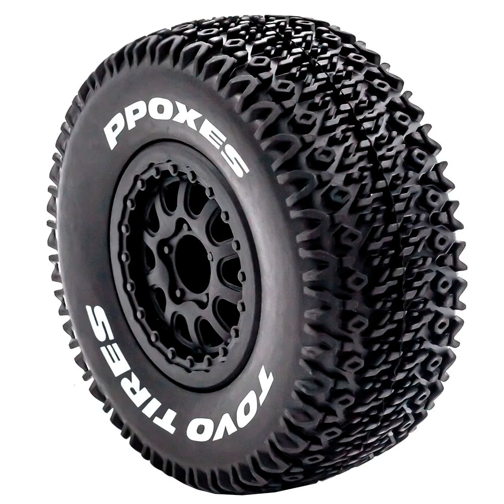 112mm RC Short Course Tires | 1/10 Truck Tyre Set Hex Fit Slash HPI Vkar 10SC