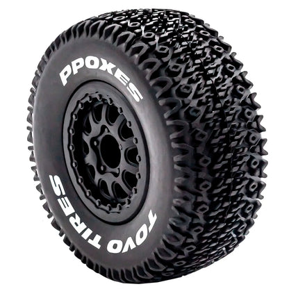 112mm RC Short Course Tires | 1/10 Truck Tyre Set Hex Fit Slash HPI Vkar 10SC