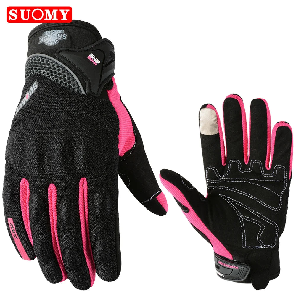 Suomy Summer Full Finger Motorcycle Gloves Breathable Touch Screen Wear-Resistant