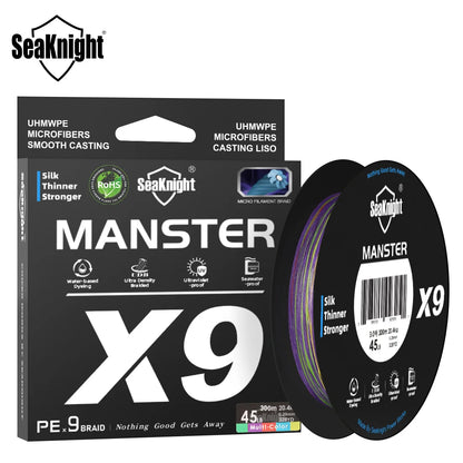 SeaKnight X9 Series 9-Weave Braided PE Fishing Line, 300M/500M Seawater/UV-Proof Si+ Coating Smooth Multifilament