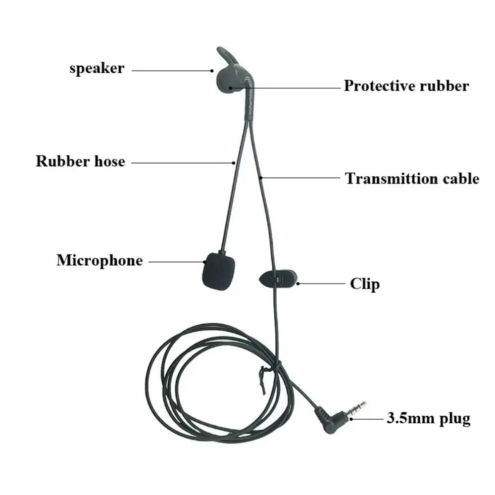 3.5mm Plug Referee Intercom Headset Judger Use Motorcycle Referee Earphone Football Referee Black Interphone Headphone