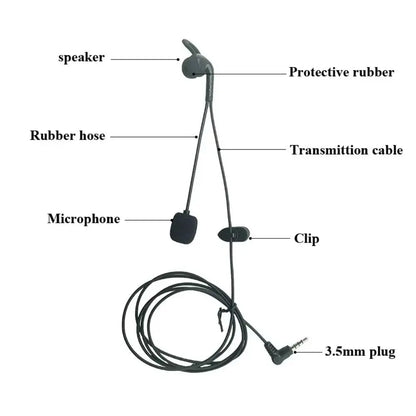 3.5mm Plug Referee Intercom Headset Judger Use Motorcycle Referee Earphone Football Referee Black Interphone Headphone