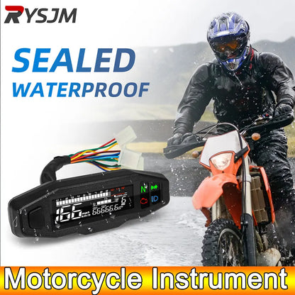 AD Universal Motorcycle Speedometer Digital Speed Meter LED Tachometer Dashboard Instrument Panel Meter LCD Display Y Bracket - EXPROTAS