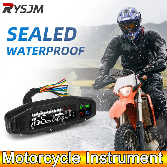 AD Universal Motorcycle Speedometer Digital Speed Meter LED Tachometer Dashboard Instrument Panel Meter LCD Display Y Bracket - EXPROTAS
